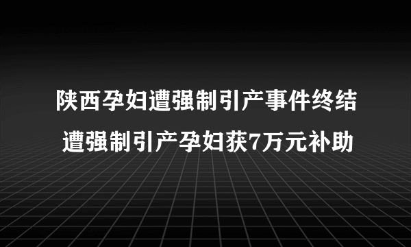 陕西孕妇遭强制引产事件终结 遭强制引产孕妇获7万元补助