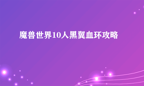 魔兽世界10人黑翼血环攻略