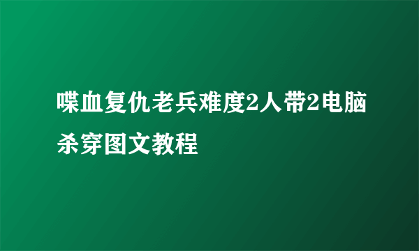 喋血复仇老兵难度2人带2电脑杀穿图文教程