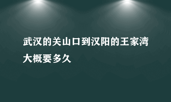 武汉的关山口到汉阳的王家湾大概要多久