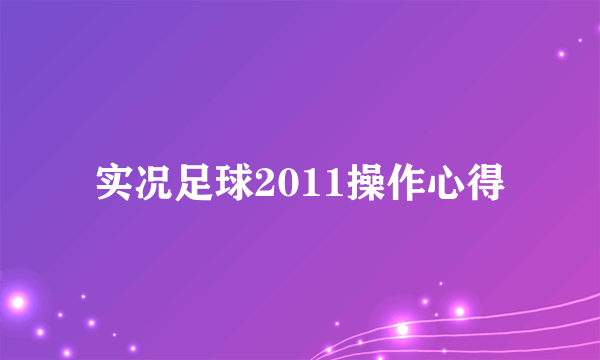 实况足球2011操作心得