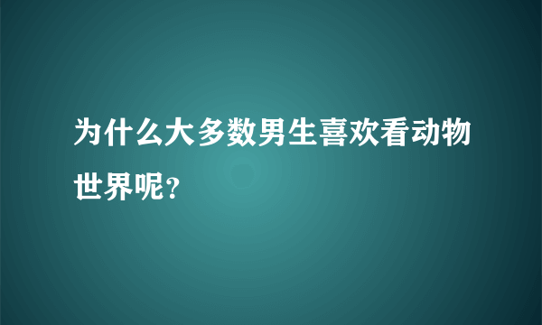 为什么大多数男生喜欢看动物世界呢？