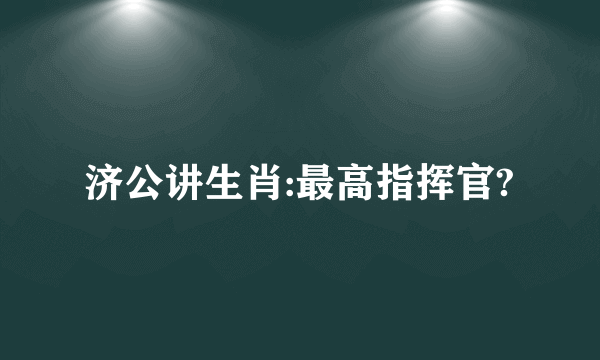 济公讲生肖:最高指挥官?