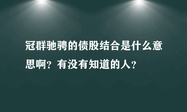 冠群驰骋的债股结合是什么意思啊？有没有知道的人？