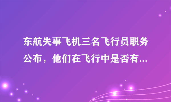 东航失事飞机三名飞行员职务公布，他们在飞行中是否有重大失误？