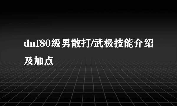 dnf80级男散打/武极技能介绍及加点