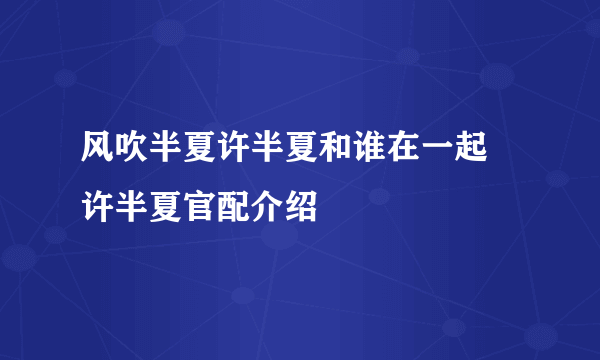 风吹半夏许半夏和谁在一起 许半夏官配介绍