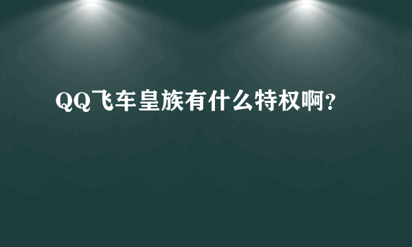 QQ飞车皇族有什么特权啊？