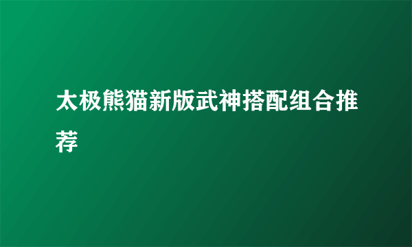 太极熊猫新版武神搭配组合推荐