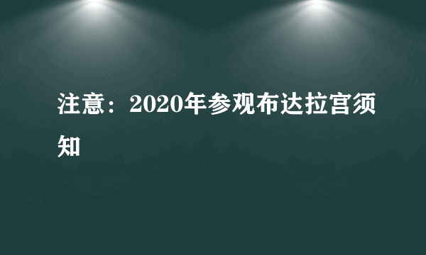 注意：2020年参观布达拉宫须知