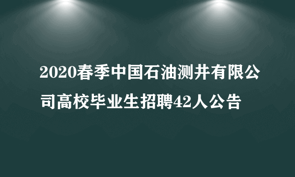 2020春季中国石油测井有限公司高校毕业生招聘42人公告