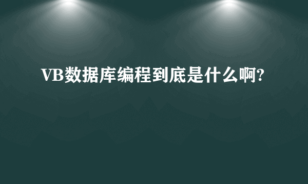 VB数据库编程到底是什么啊?