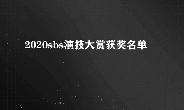 2020sbs演技大赏获奖名单