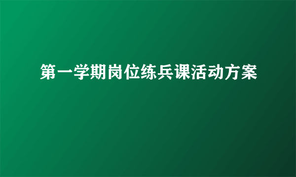 第一学期岗位练兵课活动方案