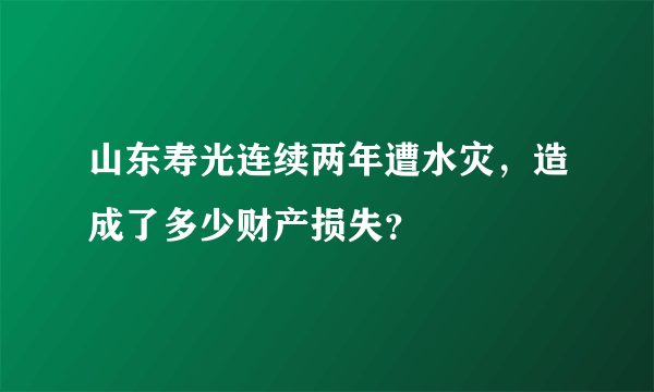 山东寿光连续两年遭水灾，造成了多少财产损失？