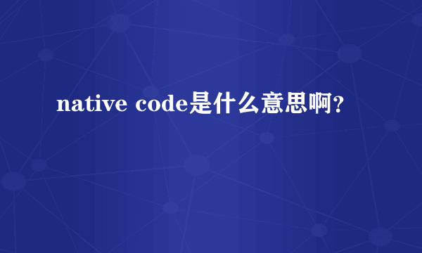 native code是什么意思啊？