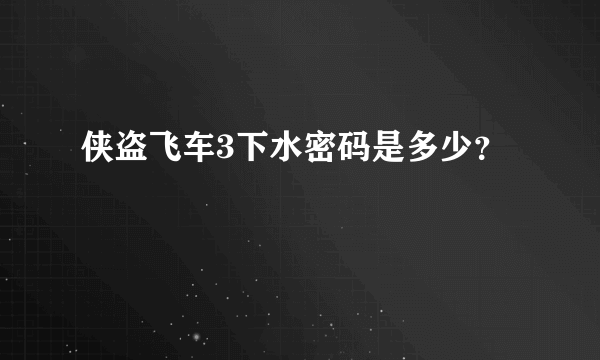 侠盗飞车3下水密码是多少？