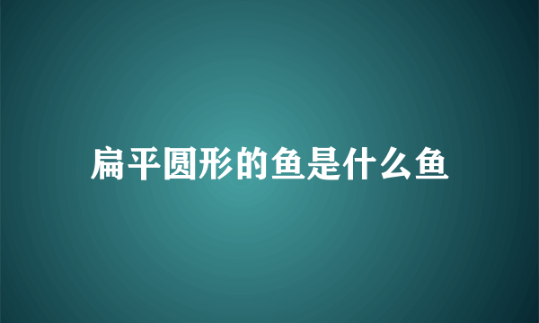 扁平圆形的鱼是什么鱼