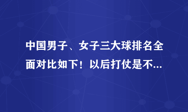 中国男子、女子三大球排名全面对比如下！以后打仗是不是都要女的披甲上阵了？