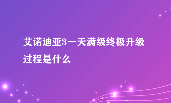 艾诺迪亚3一天满级终极升级过程是什么