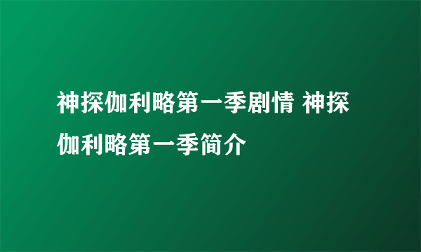 神探伽利略第一季剧情 神探伽利略第一季简介