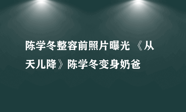 陈学冬整容前照片曝光 《从天儿降》陈学冬变身奶爸