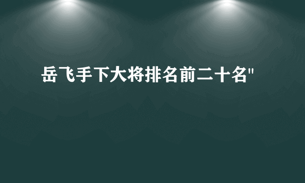 岳飞手下大将排名前二十名