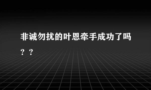 非诚勿扰的叶恩牵手成功了吗？？