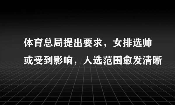 体育总局提出要求，女排选帅或受到影响，人选范围愈发清晰