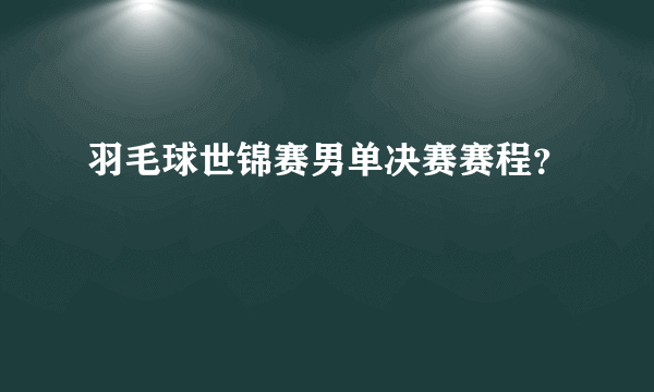 羽毛球世锦赛男单决赛赛程？