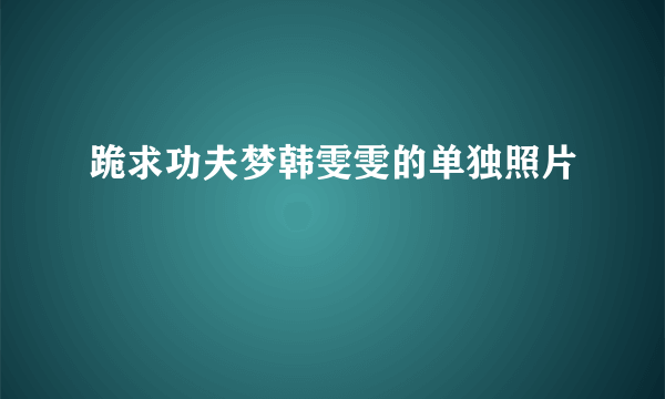 跪求功夫梦韩雯雯的单独照片