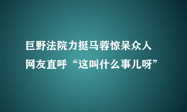 巨野法院力挺马蓉惊呆众人 网友直呼“这叫什么事儿呀”