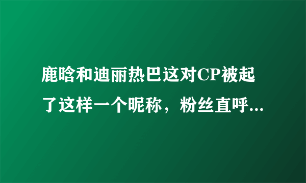 鹿晗和迪丽热巴这对CP被起了这样一个昵称，粉丝直呼在一起！