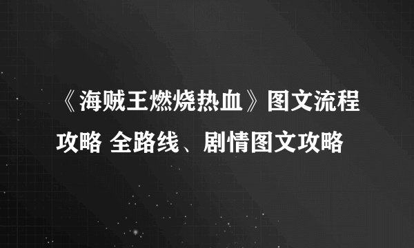 《海贼王燃烧热血》图文流程攻略 全路线、剧情图文攻略