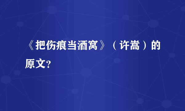 《把伤痕当酒窝》（许嵩）的原文？