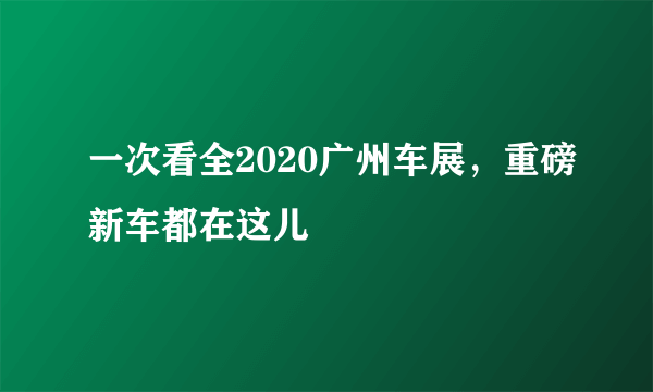 一次看全2020广州车展，重磅新车都在这儿