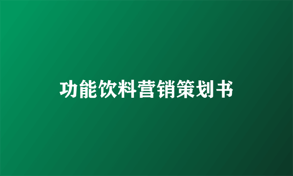 功能饮料营销策划书