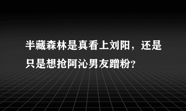 半藏森林是真看上刘阳，还是只是想抢阿沁男友蹭粉？