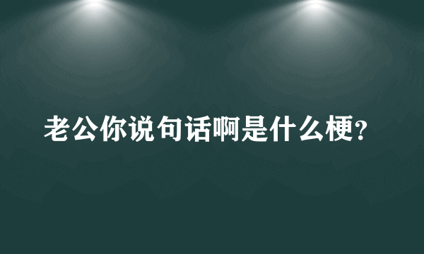 老公你说句话啊是什么梗？