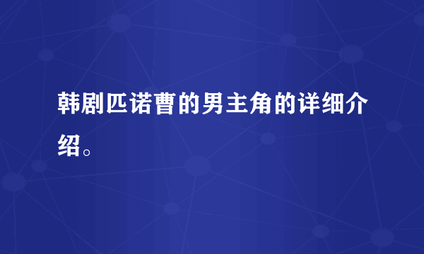 韩剧匹诺曹的男主角的详细介绍。