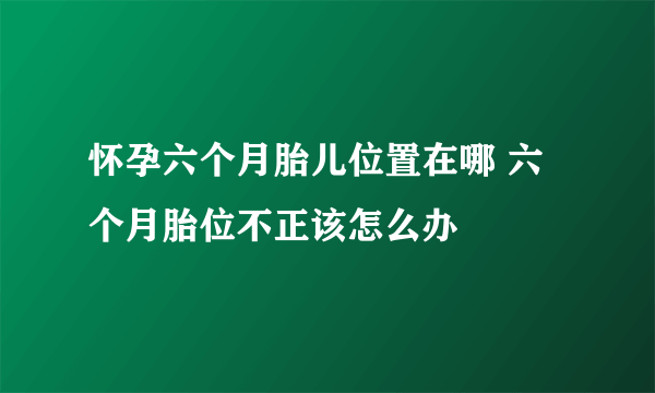 怀孕六个月胎儿位置在哪 六个月胎位不正该怎么办