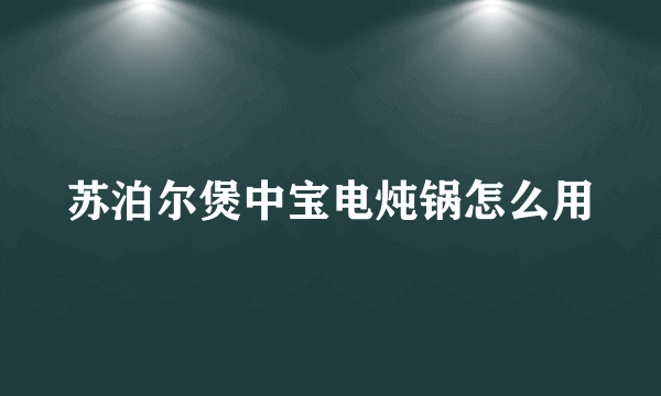 苏泊尔煲中宝电炖锅怎么用