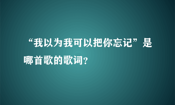 “我以为我可以把你忘记”是哪首歌的歌词？