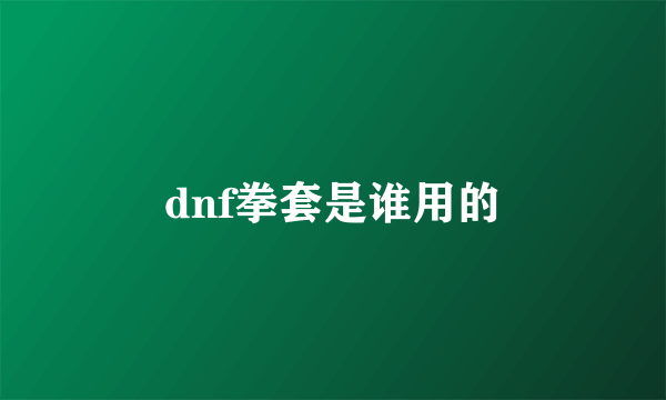 dnf拳套是谁用的