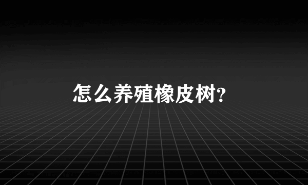 怎么养殖橡皮树？