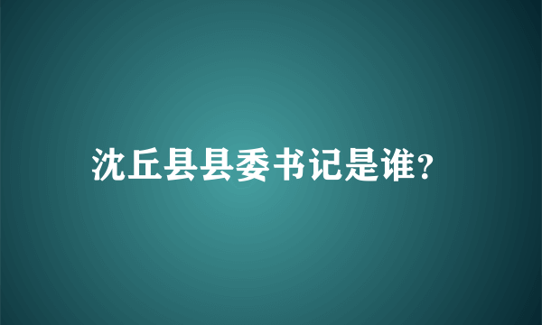 沈丘县县委书记是谁？