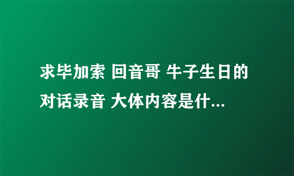 求毕加索 回音哥 牛子生日的对话录音 大体内容是什么 谢谢