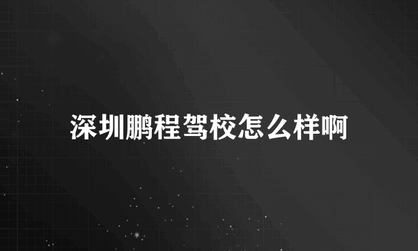 深圳鹏程驾校怎么样啊