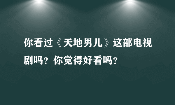 你看过《天地男儿》这部电视剧吗？你觉得好看吗？