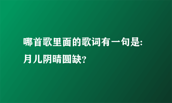 哪首歌里面的歌词有一句是:月儿阴晴圆缺？